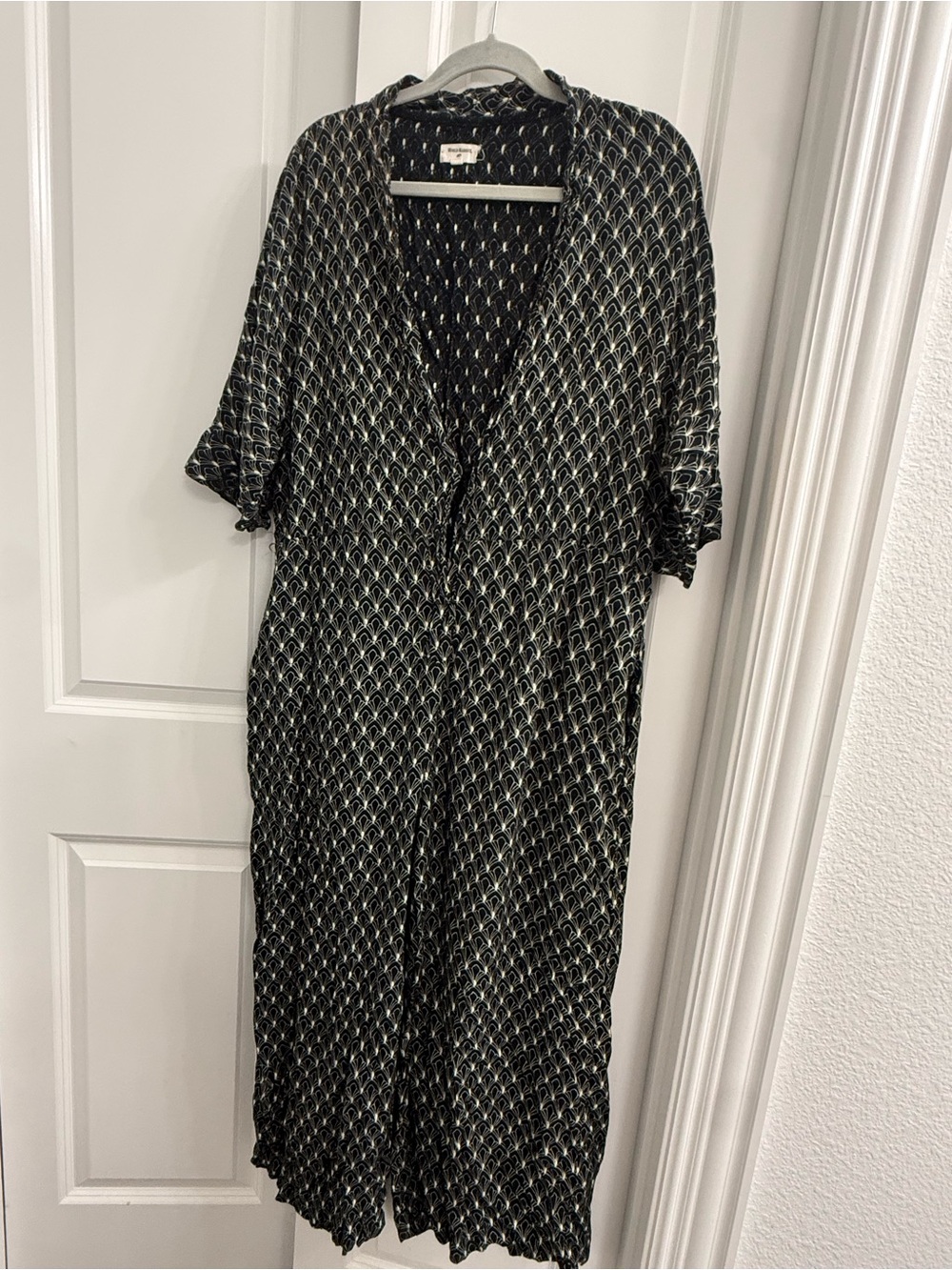 World Market Geometric Patterned Jumpsuit V-Neck Relaxed Transitional Effortless
